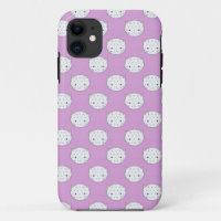 Lavender and White Kitty Faces Pattern Polka Dots