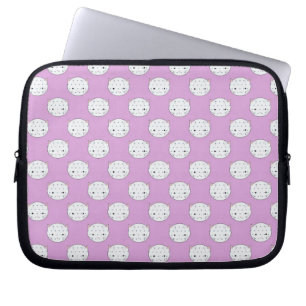 Lavender and White Kitty Faces Pattern Polka Dots Laptop Sleeve
