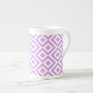 Lavender and White Meander Bone China Mug