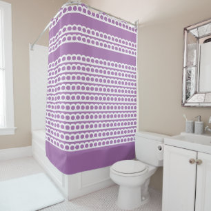 Lavender and white Modern bubble Waves Shower Curtain