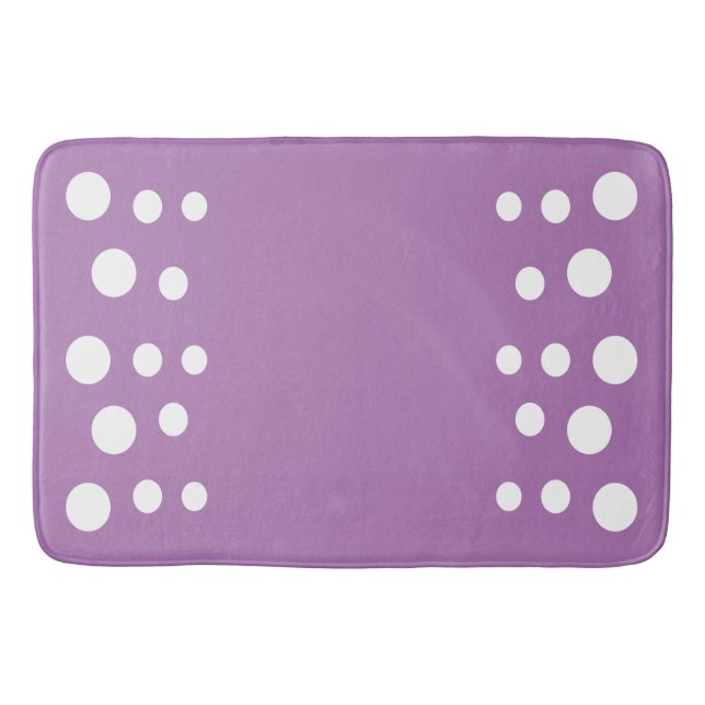 Lavender and white Modern Bubbles Dots Bath Mat (Front)