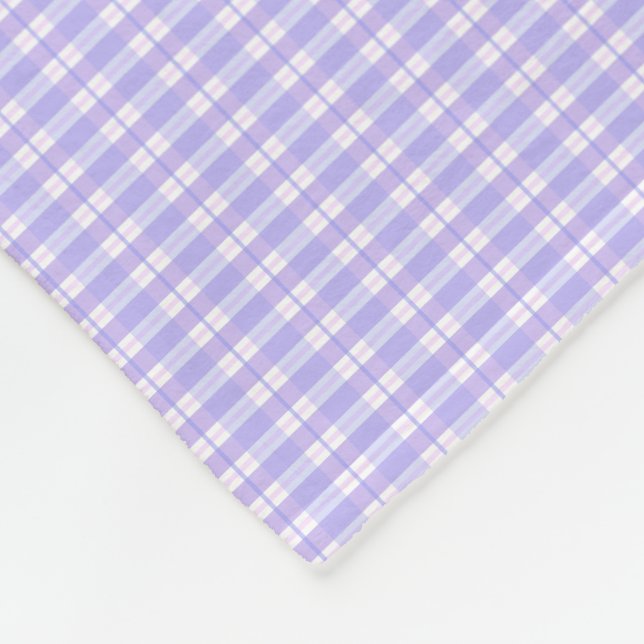 Lavender and White Plaid Pastel Fleece Blanket (Corner)