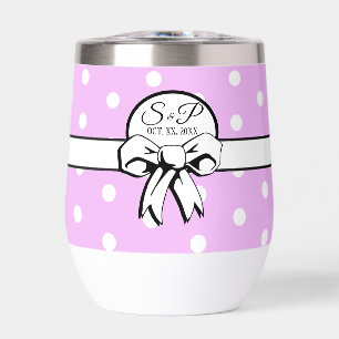 Lavender and White Polka Dot White Bow Personalise