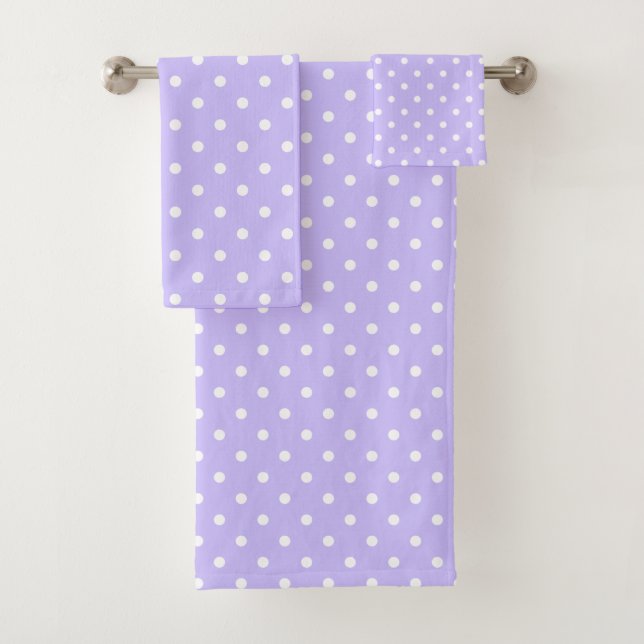 Lavender and White Polka Dots Bath Towel Set (Insitu)