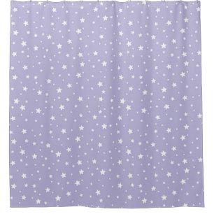 Lavender and White Stars Celestial Sky Shower Curtain
