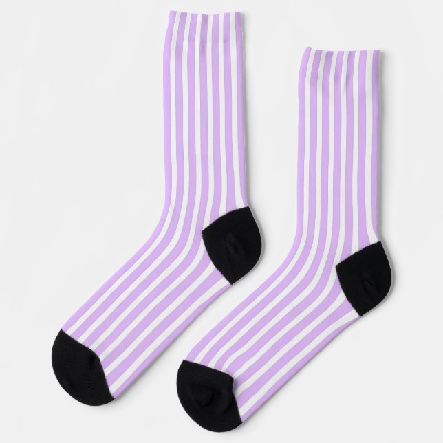 Lavender And White Stripes  Socks (Left)