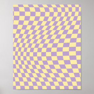 Lavender And Yellow Chequerboard Check Pattern Poster