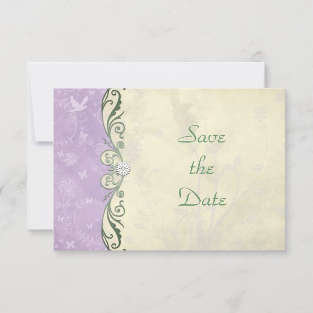 Lavender and Yellow Floral Wedding Save the Date (Front)