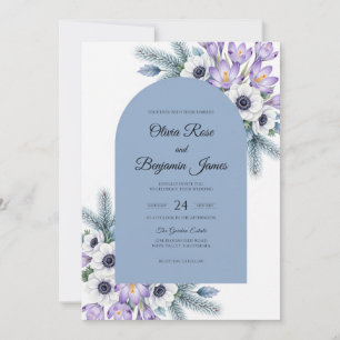 Lavender Anemone Winter Wedding Invitation