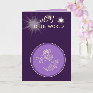 Lavender Angel of Joy Purple Glow Holiday Wishes Card