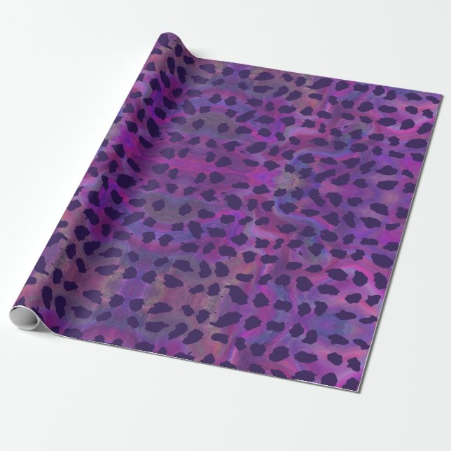 Lavender animal skin with purple spots wrapping paper (Unrolled)