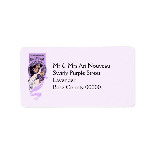 Lavender art nouveau address label (Front)
