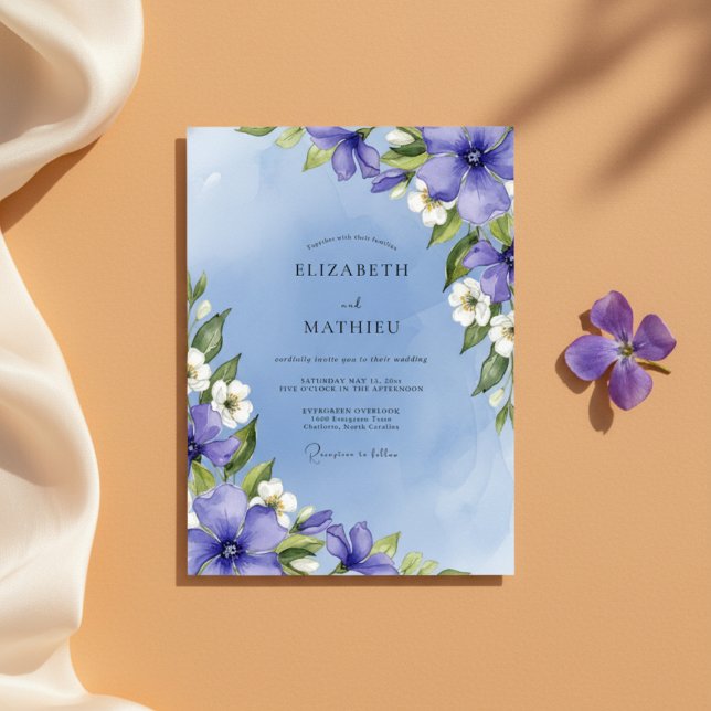 Lavender Artistic Floral Wedding Invitation (Creator Uploaded)