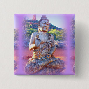 lavender aura buddha 15 cm square badge