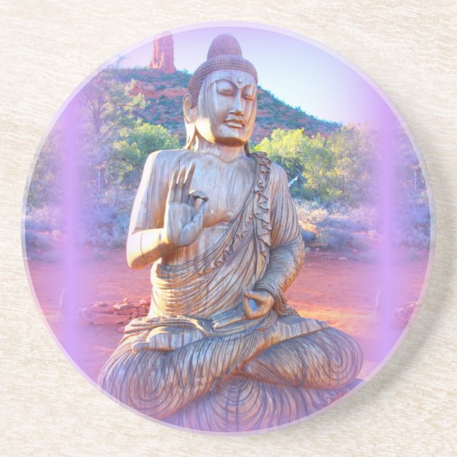 lavender aura buddha coaster (Front)