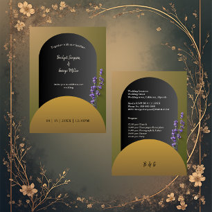 lavender autumn dried flowers wedding invitation