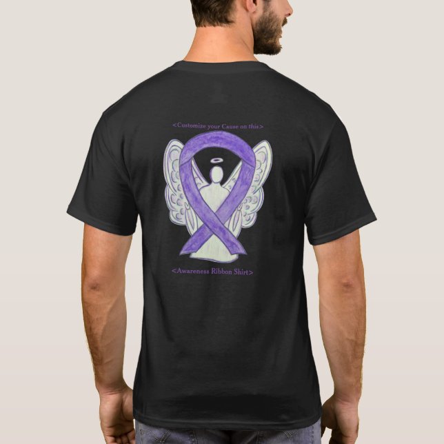Lavender Awareness Ribbon Angel Custom Shirts (Back)