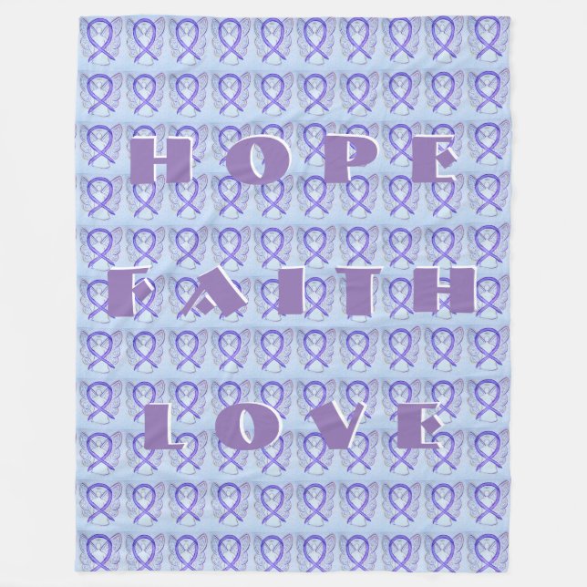 Lavender Awareness Ribbon Angel Fleece Blanket (Front)