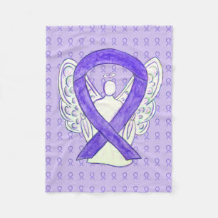 Lavender Awareness Ribbon Angel Soft Blankets