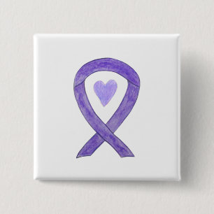 Lavender Awareness Ribbon Custom Art Pin Buttons