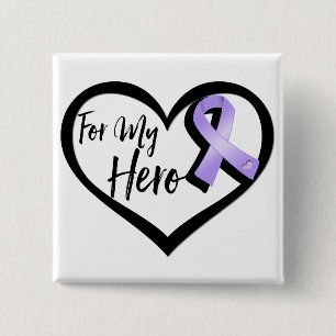 Lavender Awareness Ribbon For My Hero 15 Cm Square Badge