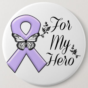 Lavender Awareness Ribbon For My Hero 6 Cm Round Badge