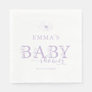 Lavender Baby Shower   Elegant Wildflower Floral Napkin