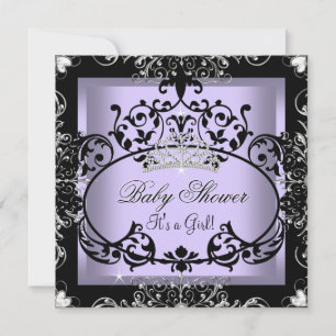 Lavender Baby Shower Girl Princess Tiara Lace Invitation