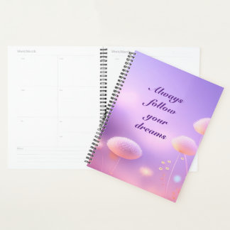 Lavender background with flowers planner