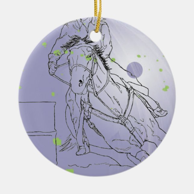 Lavender Barrel Racer Ceramic Tree Decoration (Front)