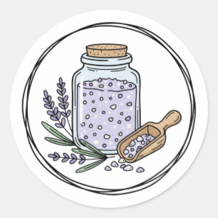Lavender Bath Salt Jar Label Illustration Spa
