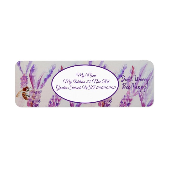 Lavender Bee Flower Art Watercolour  Bee Happy Ret (Front)