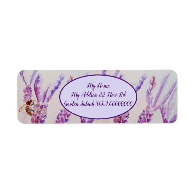 Lavender Bee Flower Art Watercolour  Bee Happy Ret (Front)