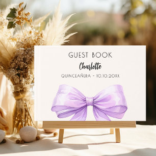 Lavender beige cream bow Quinceanera Guest Book