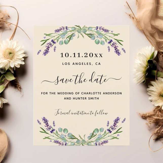 Lavender beige wedding budget save the date flyer (Creator Uploaded)