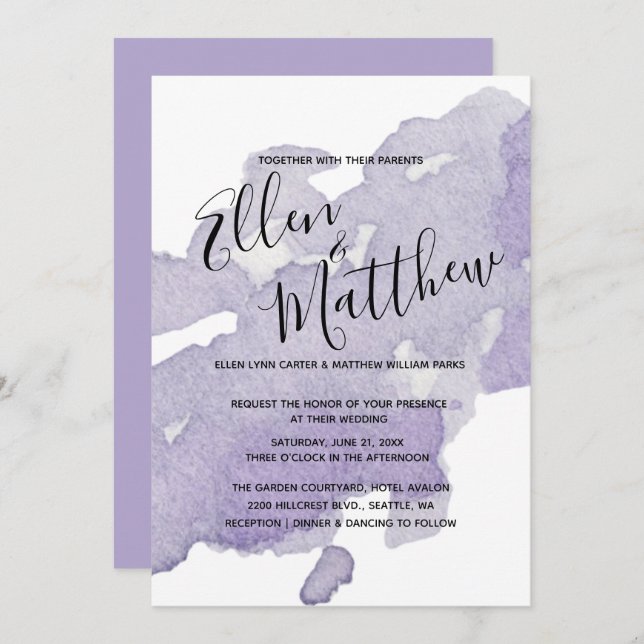 Lavender Berry  - Wedding Invitation - Modern (Front/Back)