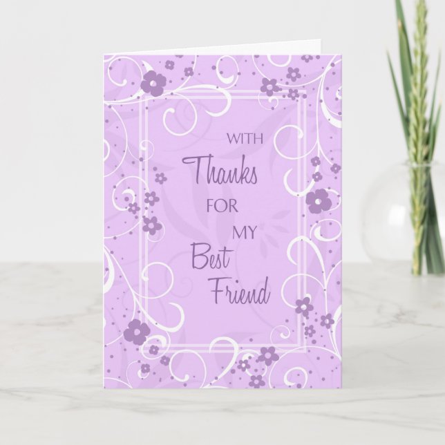 Lavender Best Friend Thank You Bridesmaid Card (Front)