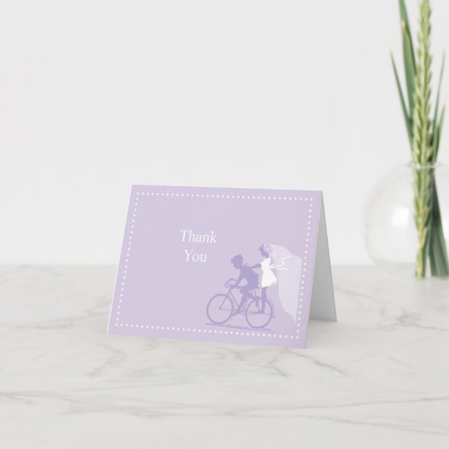 Lavender Bicycle Couple Thank You Note Card (Front)