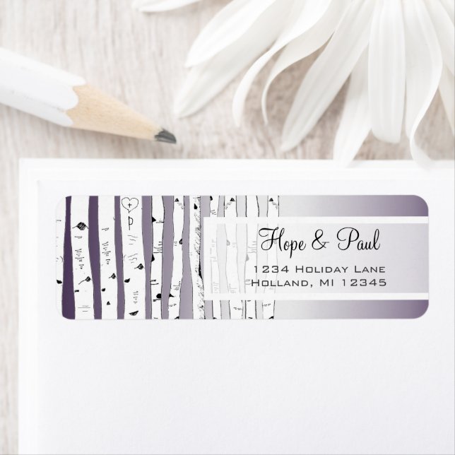 Lavender Birch Tree Return Address Label (Insitu)