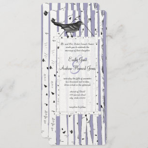 Lavender Birch Tree Vintage Bird Wedding Invite