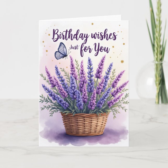 Lavender Birthday Bouquet Card (Front)