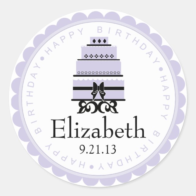 Lavender Birthday Cake Classic Round Sticker (Front)