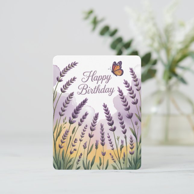 Lavender Birthday Card (Standing Front)