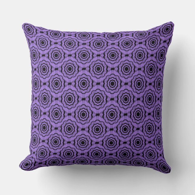 Lavender Black Flower Seamless Pattern Cushion (Front)