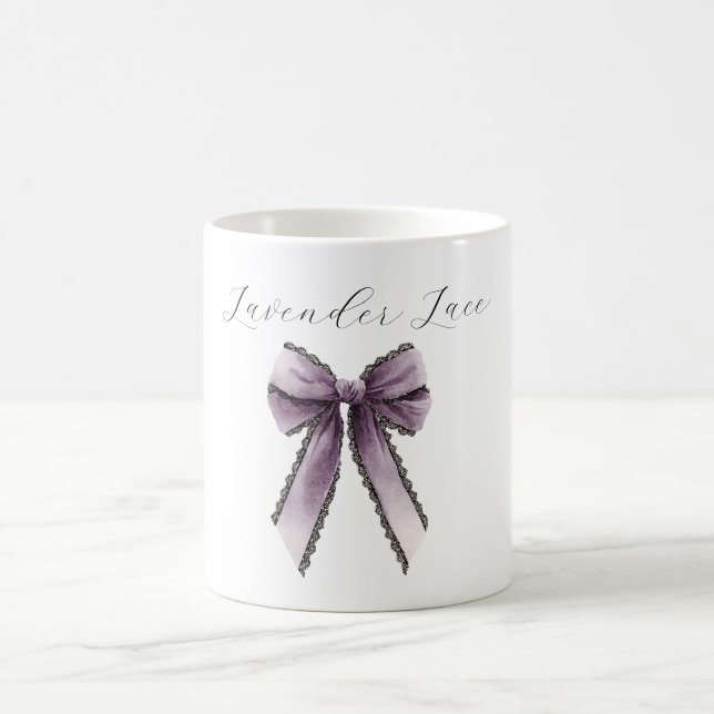 Lavender Black Lace Bow Coffee Mug (Center)