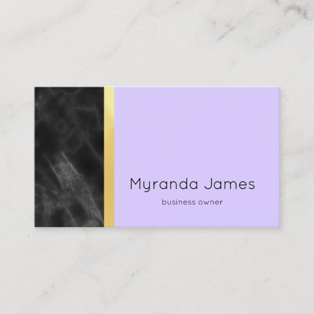 Lavender Black Modern Minimalist Business Card (Front)