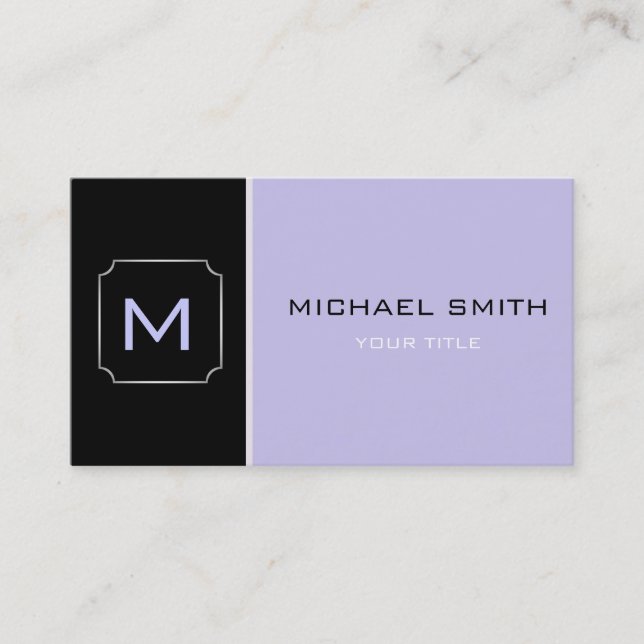Lavender & Black Plain Elegant Professional Modern Business Card (Front)