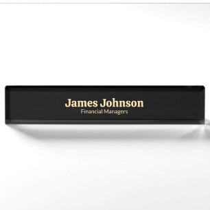 Lavender Black Retro Bold Serif Desk Name Plate