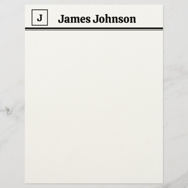 Lavender Black Retro Bold Serif Desk Name Plate Custom Letterhead (Front)