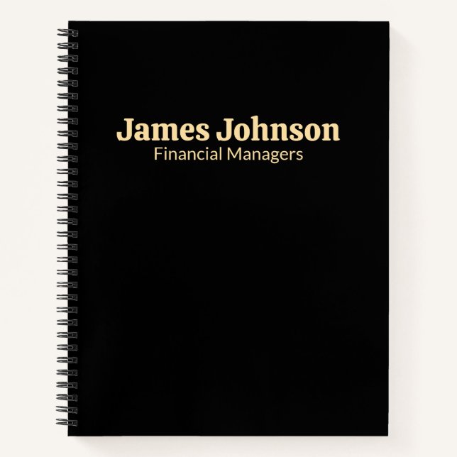 Lavender Black Retro Bold Serif Desk Name Plate Notebook (Front)